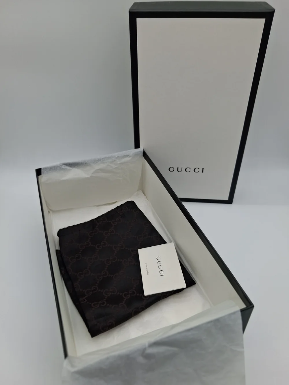 Gucci White & Black Box with Brown Monogram Dust Bag